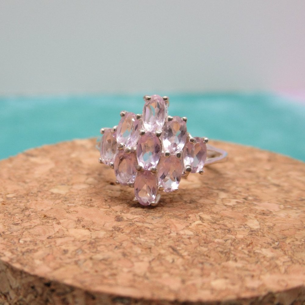 Sterling Cocktail Ring With Pink Stones